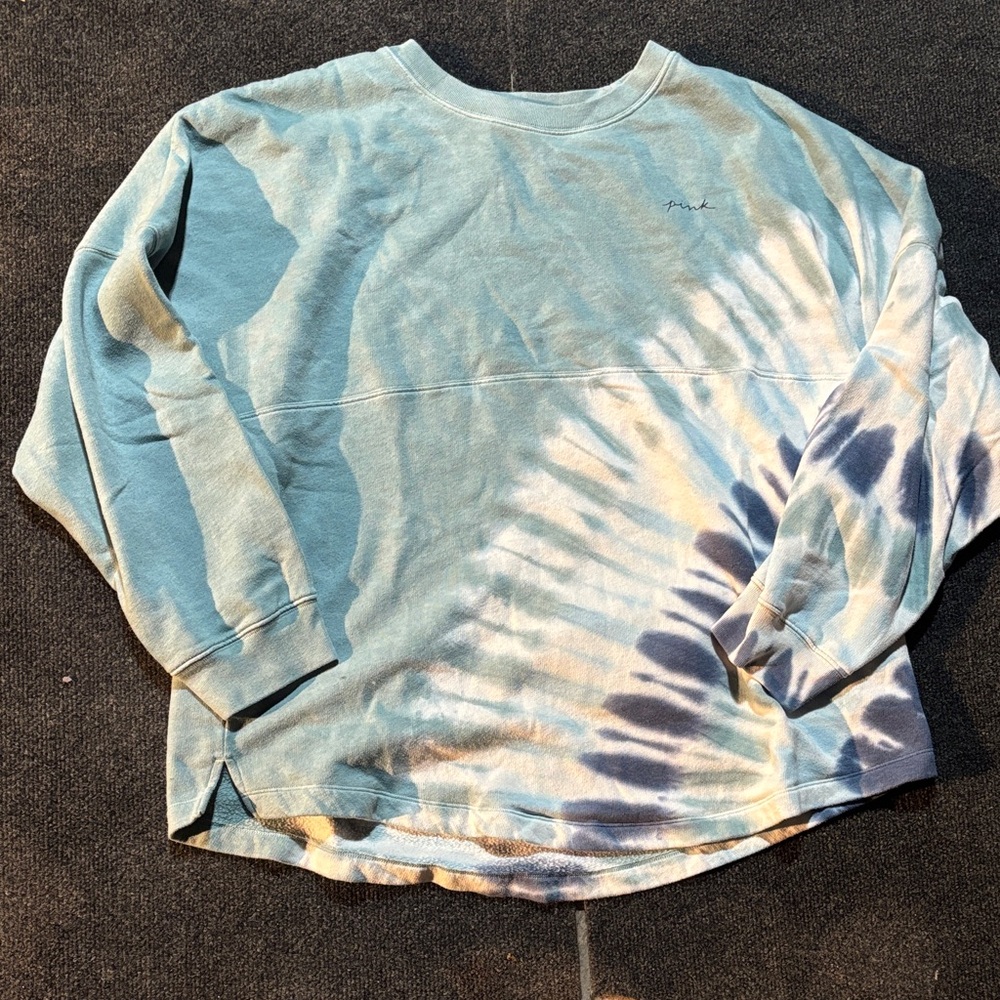 Victoria's Secret Blue and White Tie-Dye Sweatshirt